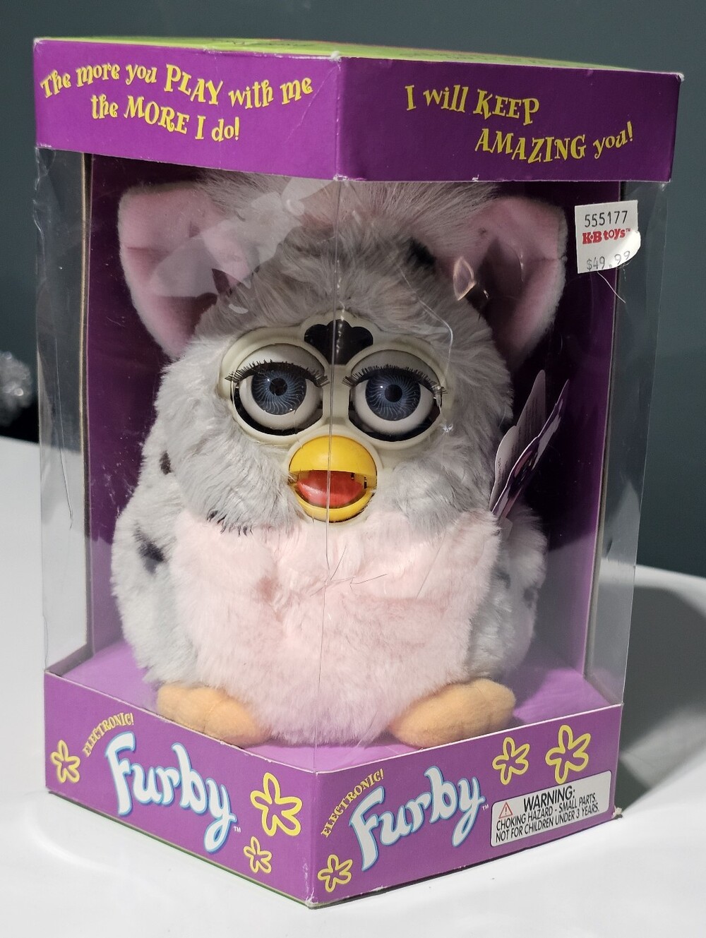 1998 Leopard Furby Spotted Gray Pink Belly Tiger 70-800 New In Box Sealed Read